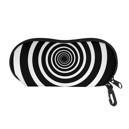 Black And White Circle Swirl Print Glasses Case
