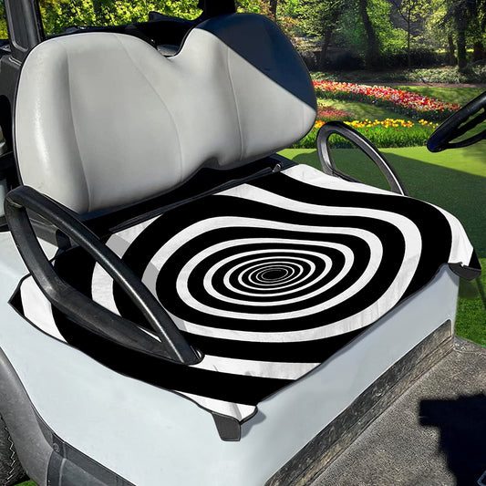 Black And White Circle Swirl Print Golf Cart Seat Cover