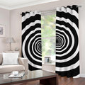 Black And White Circle Swirl Print Grommet Curtains