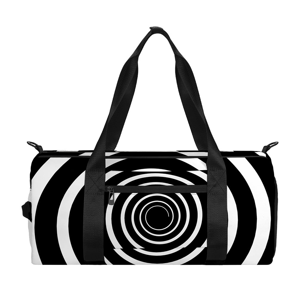 Black And White Circle Swirl Print Gym Bag