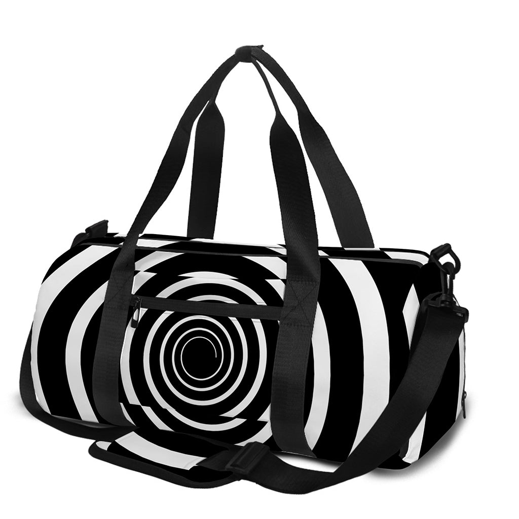 Black And White Circle Swirl Print Gym Bag