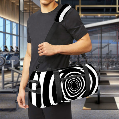 Black And White Circle Swirl Print Gym Bag