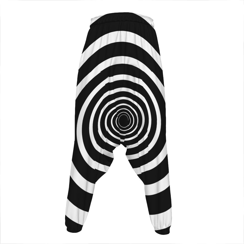 Black And White Circle Swirl Print Hammer Pants