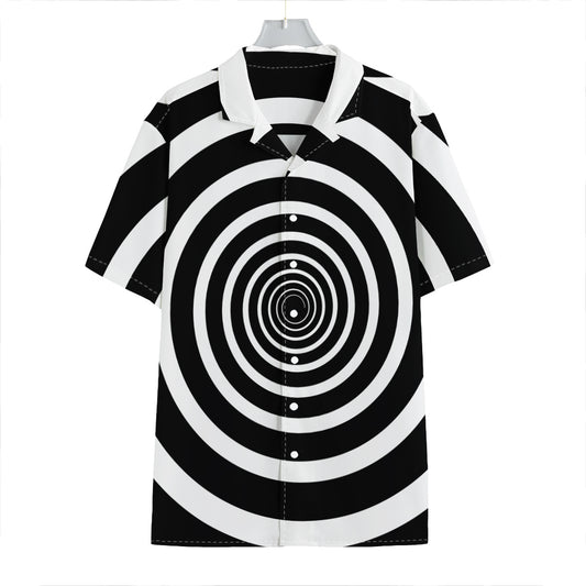 Black And White Circle Swirl Print Hawaiian Shirt