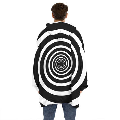 Black And White Circle Swirl Print Hoodie Blanket
