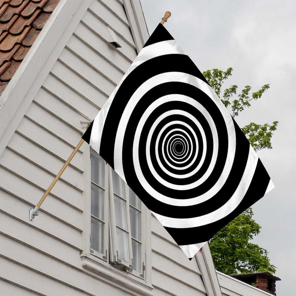 Black And White Circle Swirl Print House Flag