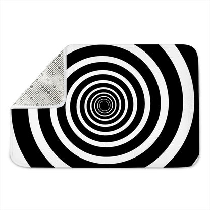Black And White Circle Swirl Print Indoor Door Mat