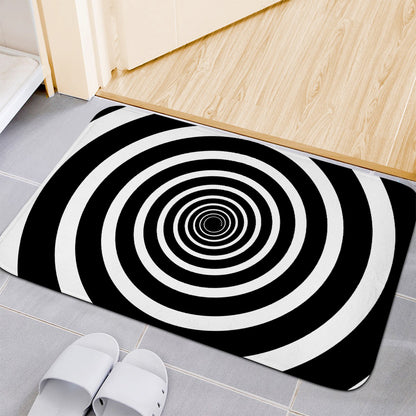 Black And White Circle Swirl Print Indoor Door Mat