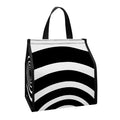Black And White Circle Swirl Print Insulated Lunch Tote