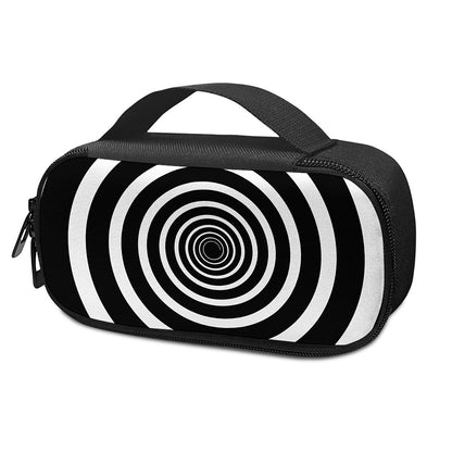 Black And White Circle Swirl Print Insulin Cooler Travel Case