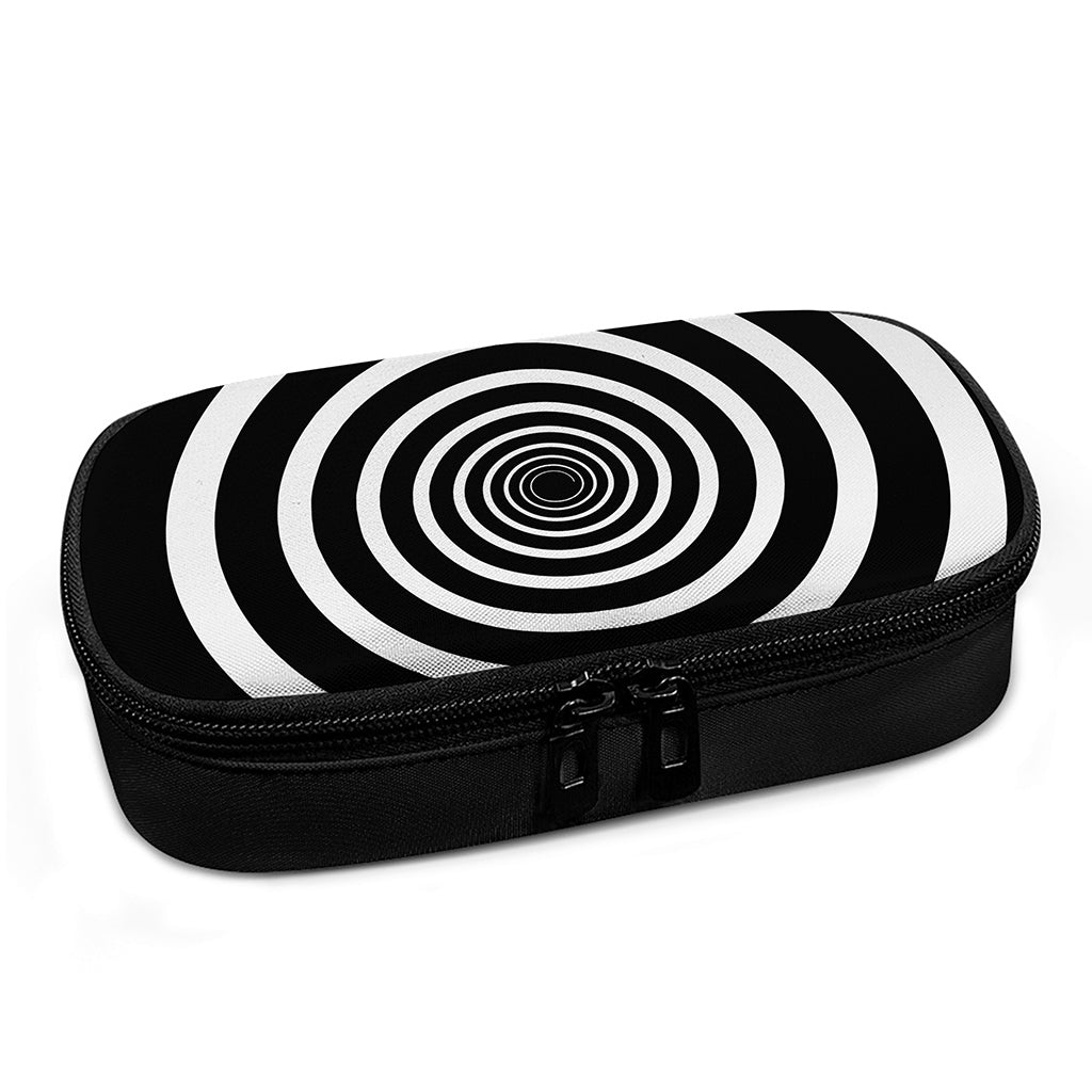 Black And White Circle Swirl Print Insulin Cooler Travel Case