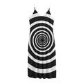 Black And White Circle Swirl Print Jersey Midi Cami Dress