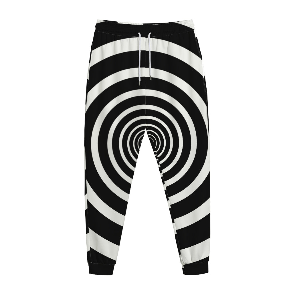 Black And White Circle Swirl Print Jogger Pants