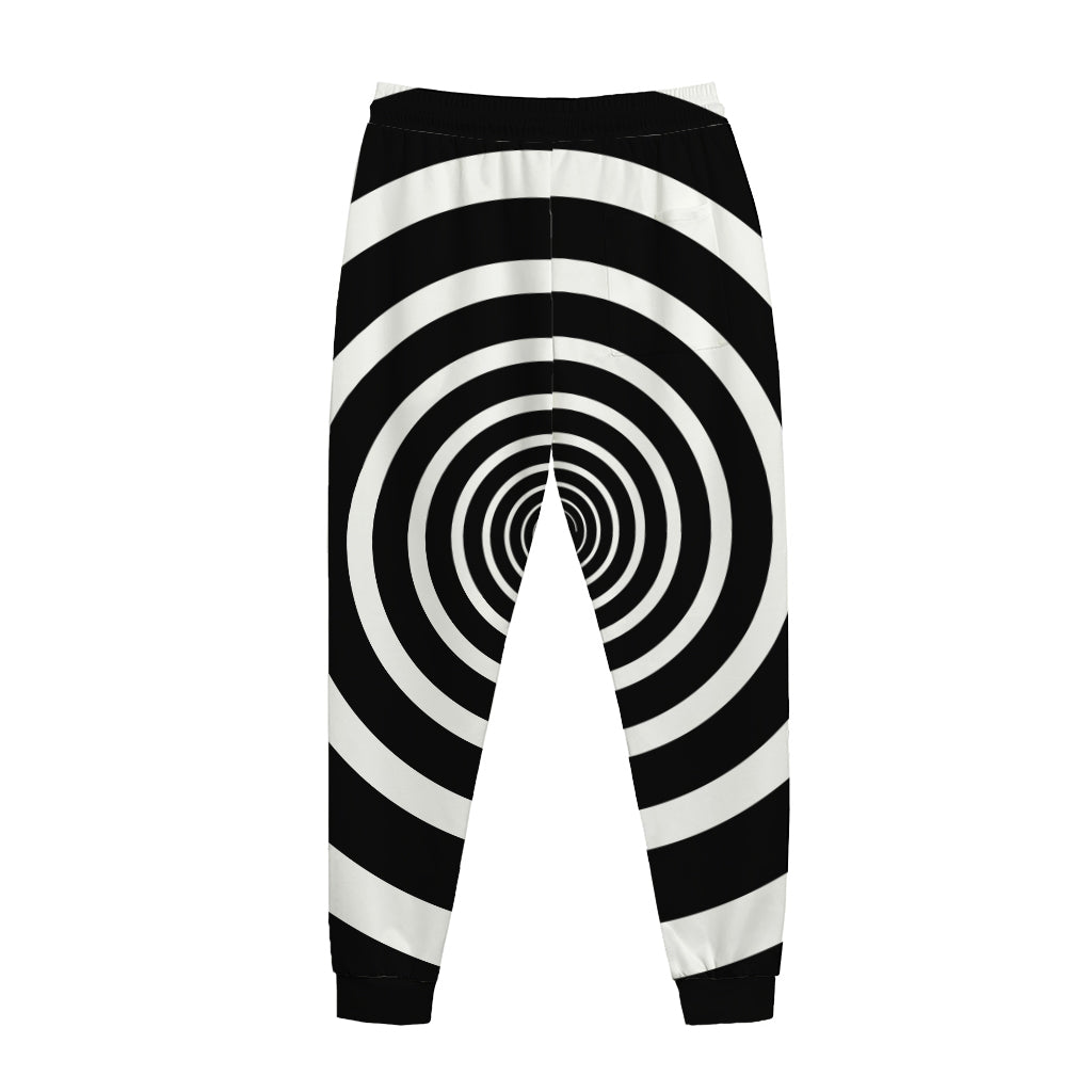 Black And White Circle Swirl Print Jogger Pants