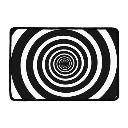 Black And White Circle Swirl Print Kitchen Mat