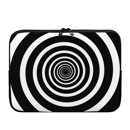 Black And White Circle Swirl Print Laptop Sleeve