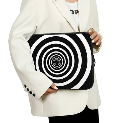 Black And White Circle Swirl Print Laptop Sleeve