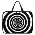 Black And White Circle Swirl Print Laptop Sleeve With Handle