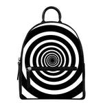 Black And White Circle Swirl Print Leather Backpack