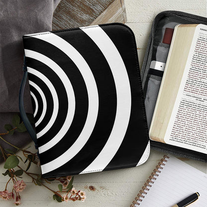 Black And White Circle Swirl Print Leather Bible Cover