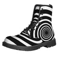 Black And White Circle Swirl Print Lace-Up Boots