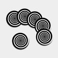 Black And White Circle Swirl Print Leather Coaster Set