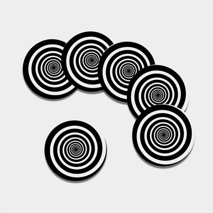 Black And White Circle Swirl Print Leather Coaster Set