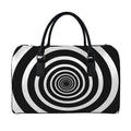 Black And White Circle Swirl Print Leather Duffel Bag
