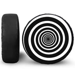 Black And White Circle Swirl Print Leather Spare Tire Cover