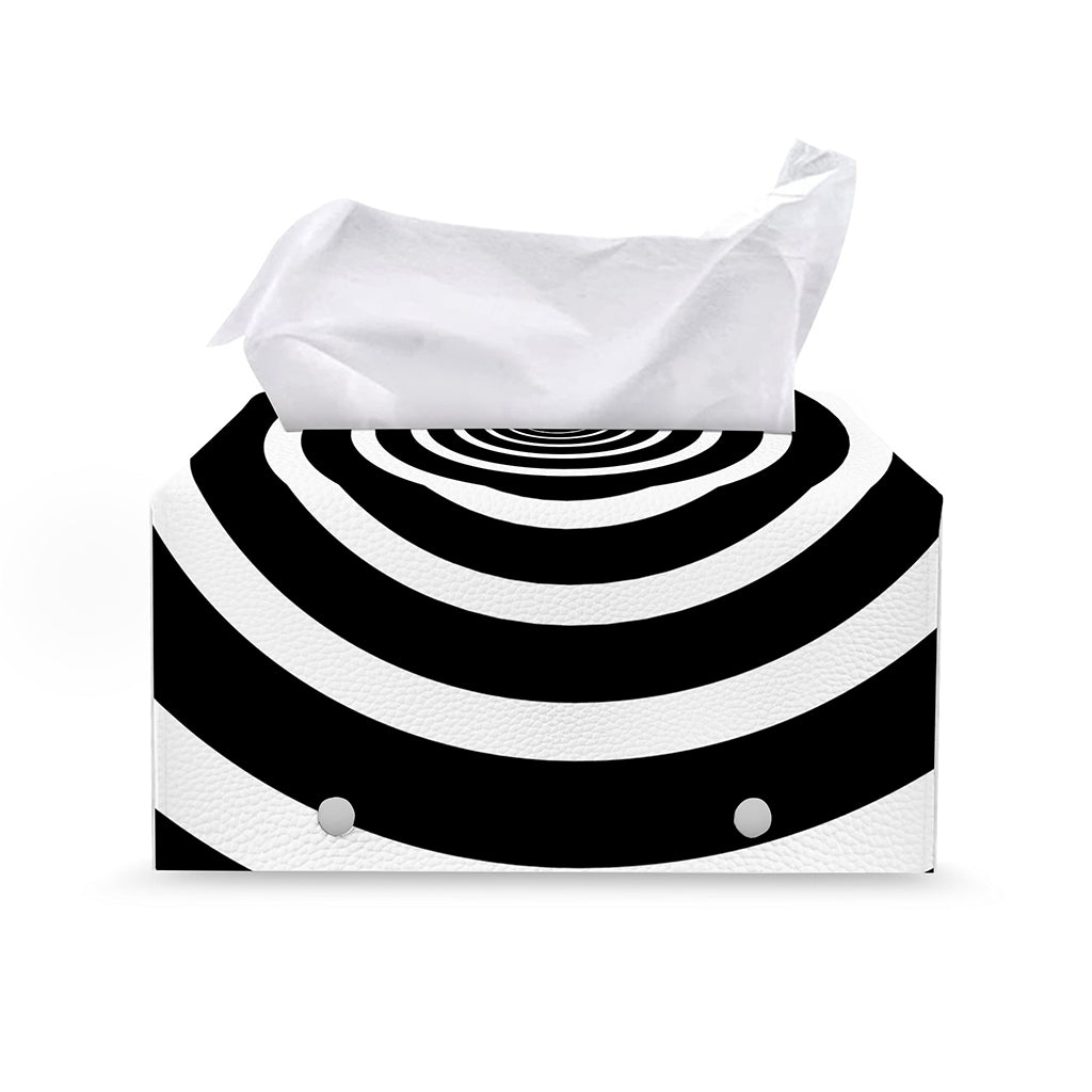 Black And White Circle Swirl Print Leather Tissue Box Cover