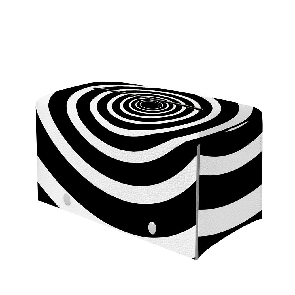 Black And White Circle Swirl Print Leather Tissue Box Cover