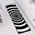 Black And White Circle Swirl Print Long Kitchen Mat