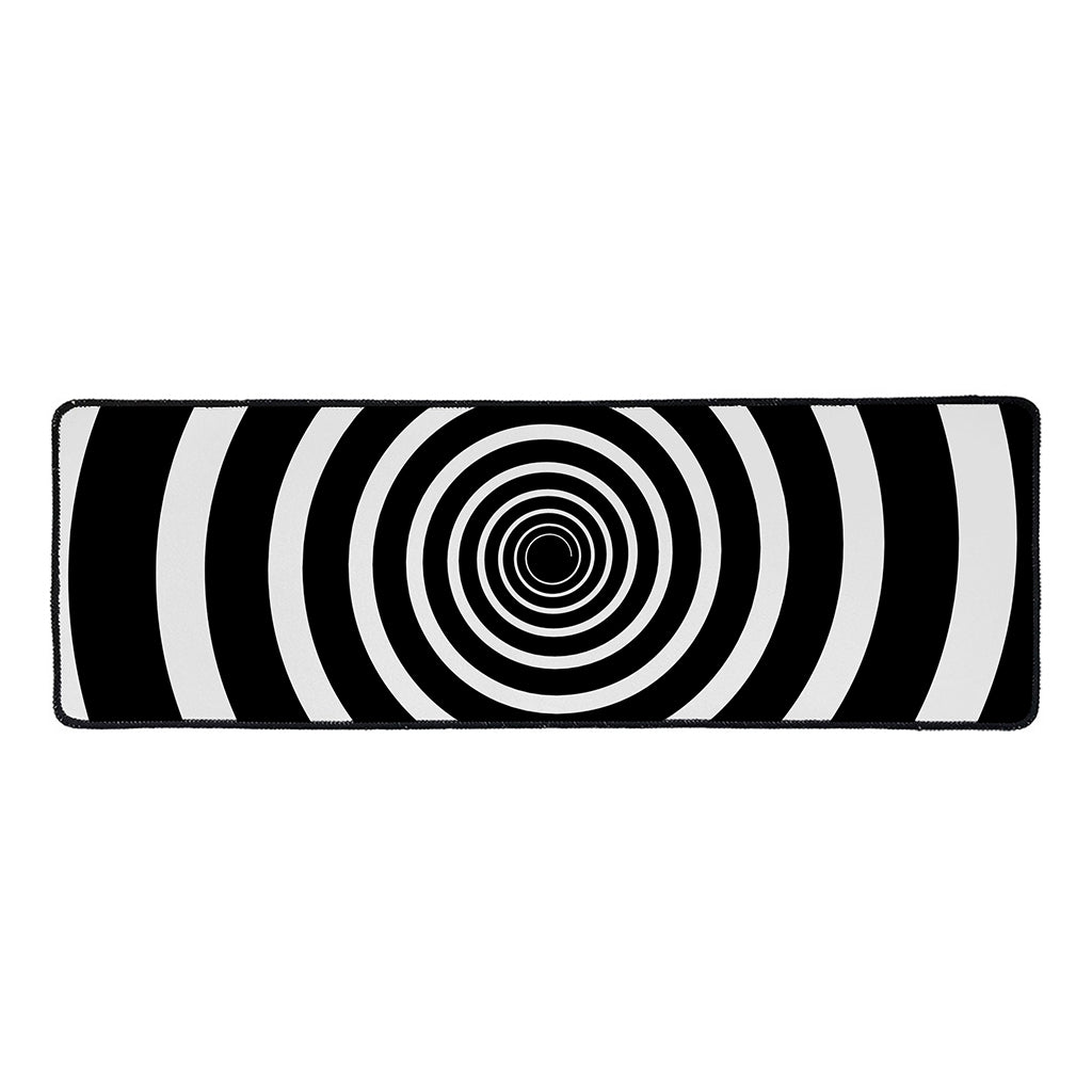 Black And White Circle Swirl Print Long Kitchen Mat
