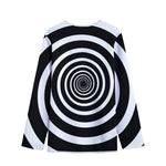Black And White Circle Swirl Print Long Sleeve Short Coat