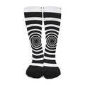 Black And White Circle Swirl Print Long Socks