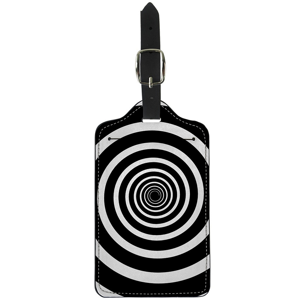 Black And White Circle Swirl Print Luggage Tag
