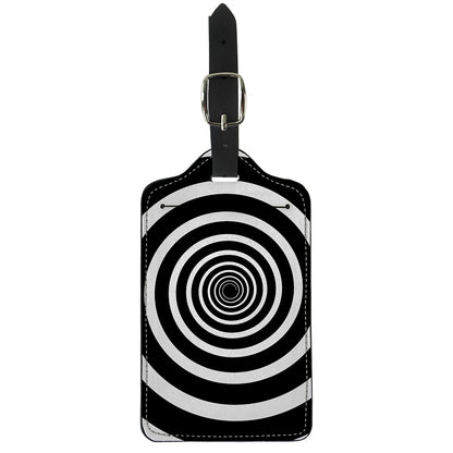 Black And White Circle Swirl Print Luggage Tag