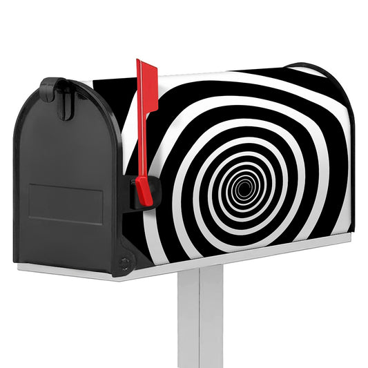 Black And White Circle Swirl Print Mailbox Cover