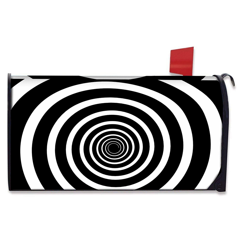 Black And White Circle Swirl Print Mailbox Cover