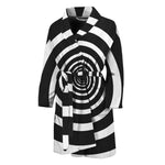 Black And White Circle Swirl Print Men's Bathrobe