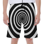 Black And White Circle Swirl Print Men's Beach Shorts