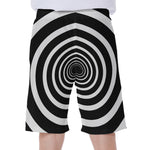 Black And White Circle Swirl Print Men's Beach Shorts