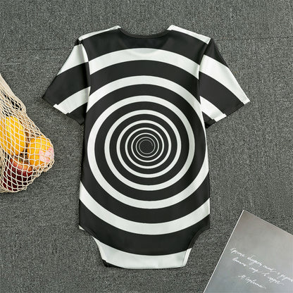 Black And White Circle Swirl Print Men's Bodysuit