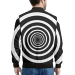 Black And White Circle Swirl Print Men's Bomber Jacket