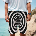 Black And White Circle Swirl Print Men's Cargo Shorts