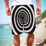 Black And White Circle Swirl Print Men's Cargo Shorts