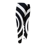 Black And White Circle Swirl Print Men's Compression Pants
