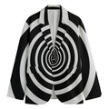 Black And White Circle Swirl Print Men's Cotton Blazer