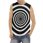 Black And White Circle Swirl Print Men's Fitness Tank Top