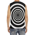 Black And White Circle Swirl Print Men's Fitness Tank Top